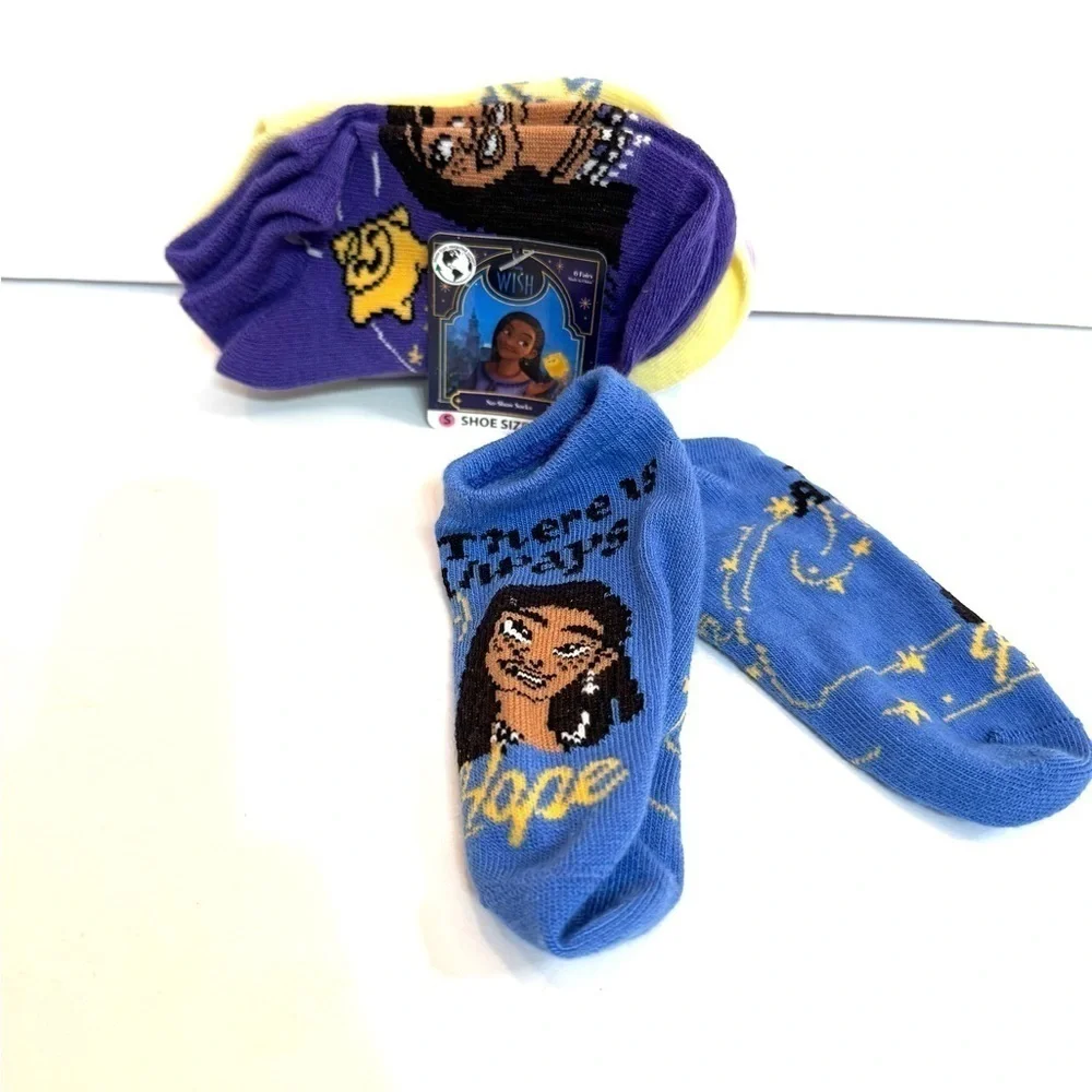 New Open Packaging Disney Wish Toddler/Preschool  Girl Socks 6-pairs Size Small